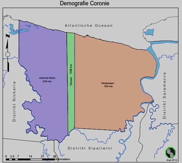 IV CORONIE 1. GEOGRAFIE Het district Coronie is in het noorden gelegen tussen de 5,29 en 5,90 NB en in het westen tussen de 55,87 en 56,60 WL.