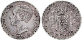 50 Alfonso XII 1874-1885 740 TRANSYLVANIA 726 727 C518 726 5 Pesetas 1876 (76).