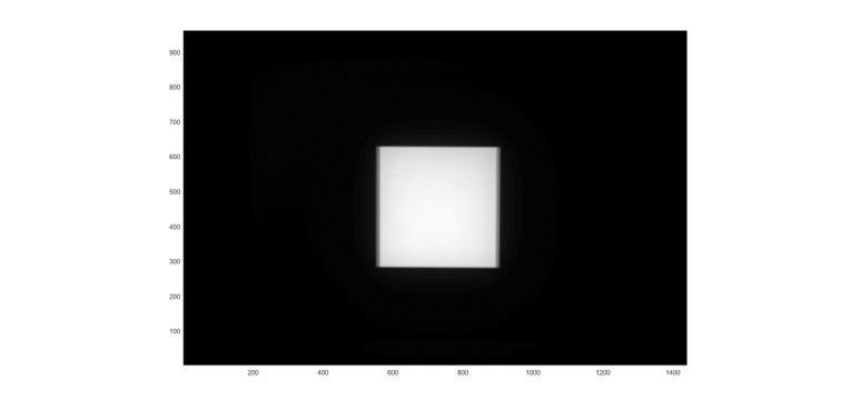 Figuur 3.8: Luminantiekaart van patroon 4 3.3.2.5 Patroon 5 Het vijfde patroon bestaat uit vier vierkanten op vier.