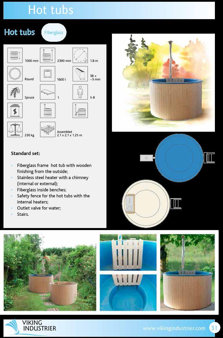 Hot tubs Hot tubs Fiberglas Diam. 1.8 1000 mm 2390 mm 1.8 m Rond 1600 L 38 mm Thermo Wood 5 of 8 230 kg Gemonteerd 2.1 x 2.2 x 1.