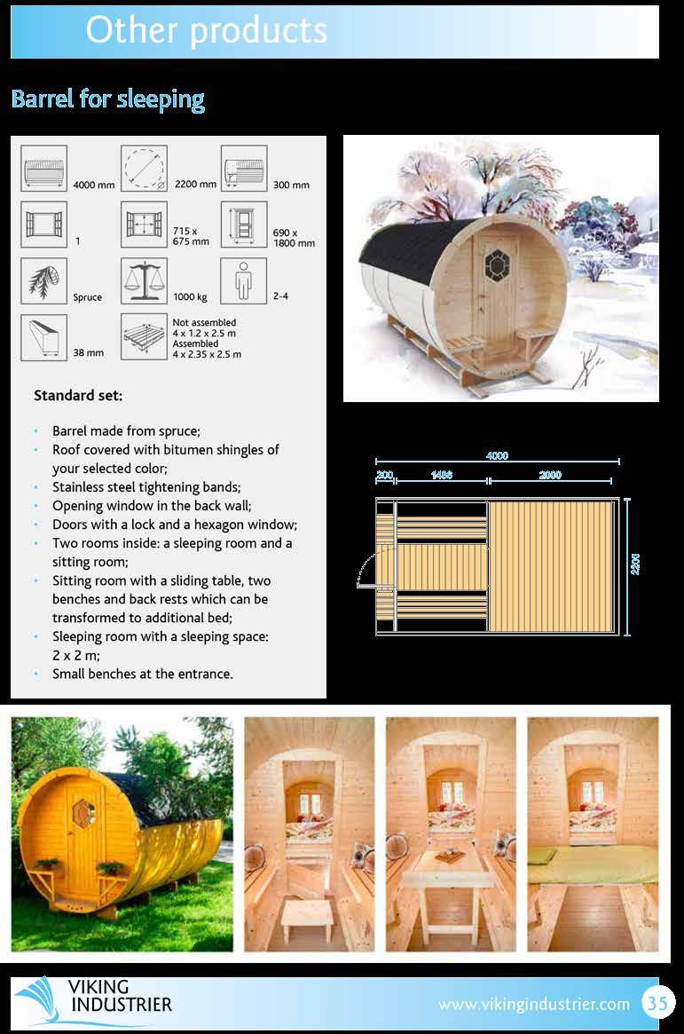 Slaap Barrel Slaap Barrel 4000 mm 2200 mm 300 mm 1 715 x 675 mm 1040 x 1920 mm 1000 kg 2-4 38 mm 4 x 1.2 x 2.5 m Gemonteerd 4 x 2.35 x 2.