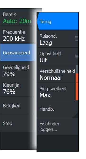 Geavanceerde opties De optie Geavanceerd is alleen beschikbaar als de cursor niet actief is.