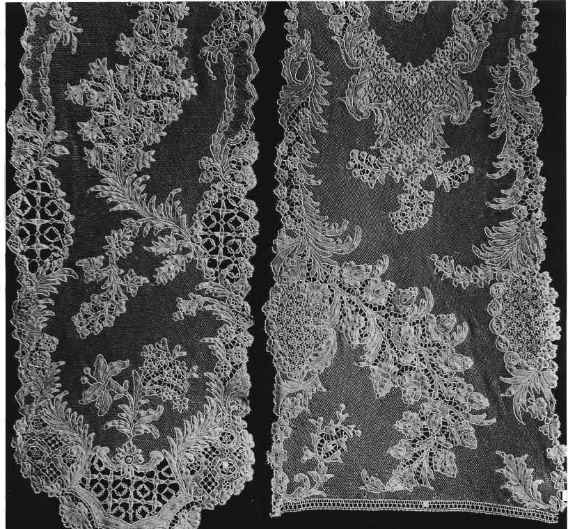 p&i&f "»/A MWcMk Plaat/Plate 69 Anoniem/Anonymous, Twee stroken lyde-eeuws Brussels klos- en naaldkant/two flounces of 17th-century Brussels bobbin and needle lace, 1878.