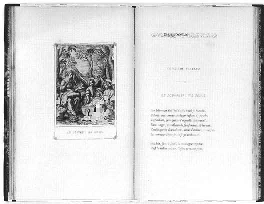 til j /./: SOîMlMElL VB JESUS. Sur le berceau du Fill l'érable étend fa branche, otarie, avec amour, it chaque injlant s'y penche, Sufpetidant, fant quitter l'aiguille, [on travail.