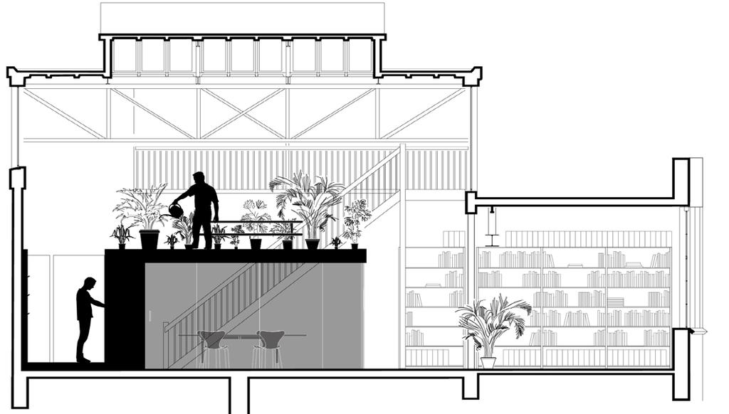 Concept en proces Een tuin als het dak van een vergaderruimte in een kantoorloft, door jvantspijker Jvantspijker Urbanism Architecture Research heeft de hoofdruimte van de oude fabriek van Delfshaven