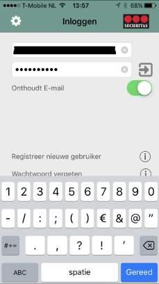 5. Zodra in het scherm van stap 3 op OK gedrukt wordt keert de app terug naar het inlogscherm.