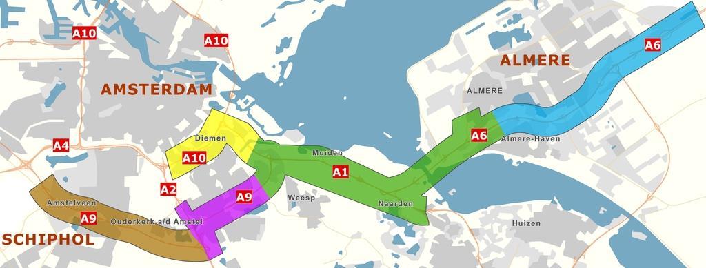 Planning A10 - Oost/ A1 Diemen 2012-2014 A1 - A6 Diemen - Almere Havendreef 2014-2020 A9 Holendrecht - Diemen (Gaasperdammerweg) 2015-2020 A6