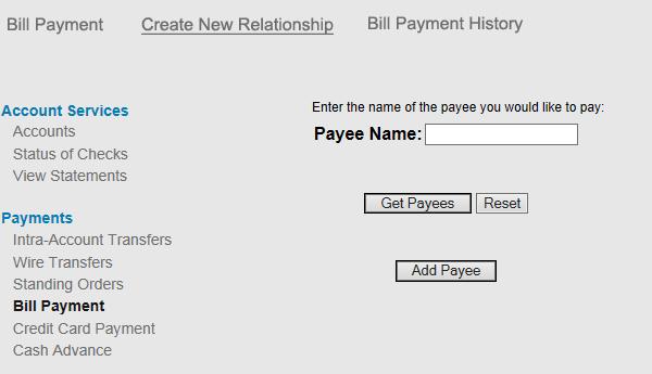 INSTRUCTIE BILL PAYMENT Het Bill Payment menu is op de home page van uw internetbanking account te vinden onder Payments, en wel Bill Payments.