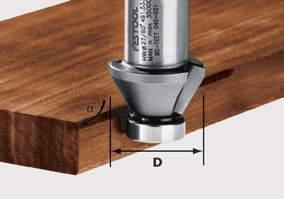 houten kantstukken. Fasefrees, zonder kogellager D alpha VAP * Bestelnr.