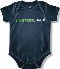 de linkerborst en rug Materiaal: 60 % katoen / 40 % polyester Maten Artikelnummer Babybody Babybody voor de kleinste Festool fans.