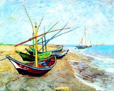 Vereenvoudigde kunstpuzzels Puzzel "Bateaux à Saintes-Maries" Van Gogh Onder de Franse zuiderzon maakte Vincent van Gogh zijn meest opzienbarende werken in een koortsachtig tempo, soms meerdere op