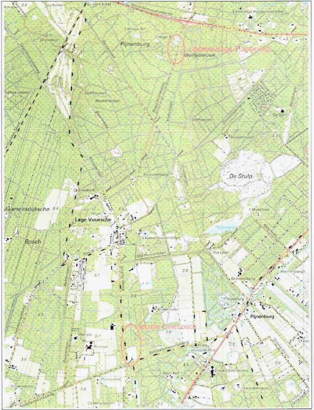 4 Afb. 1. De ligging van de plangebieden Klimbos (noordelijk) en Overbosch (zuidelijk) in de gemeente Baarn.