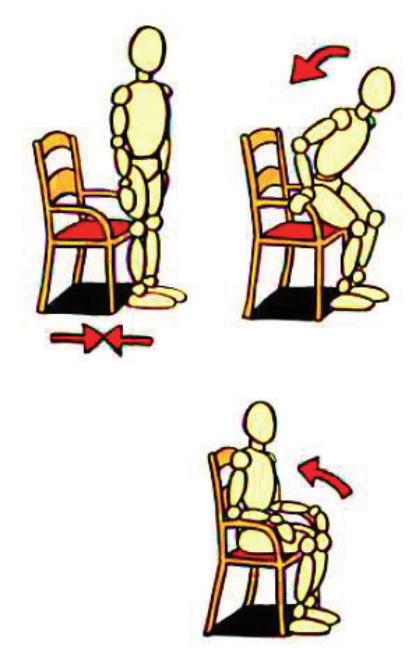 Zorg dat u de zitting voelt tegen de achterkant van uw benen (knieholtes).