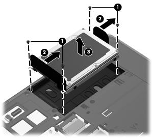 9. Til de vaste schijf (3) uit de vasteschijfruimte. Vaste schijf plaatsen 1.