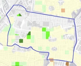 Figuur 18: Leiden-Noord, 2008-2014 en 2012-2014 2008-2014 2012-2014 De leefbaarheid is tussen 2008 en 2014 op meerdere plekken in de wijk ( mogelijk ) vooruit gegaan,