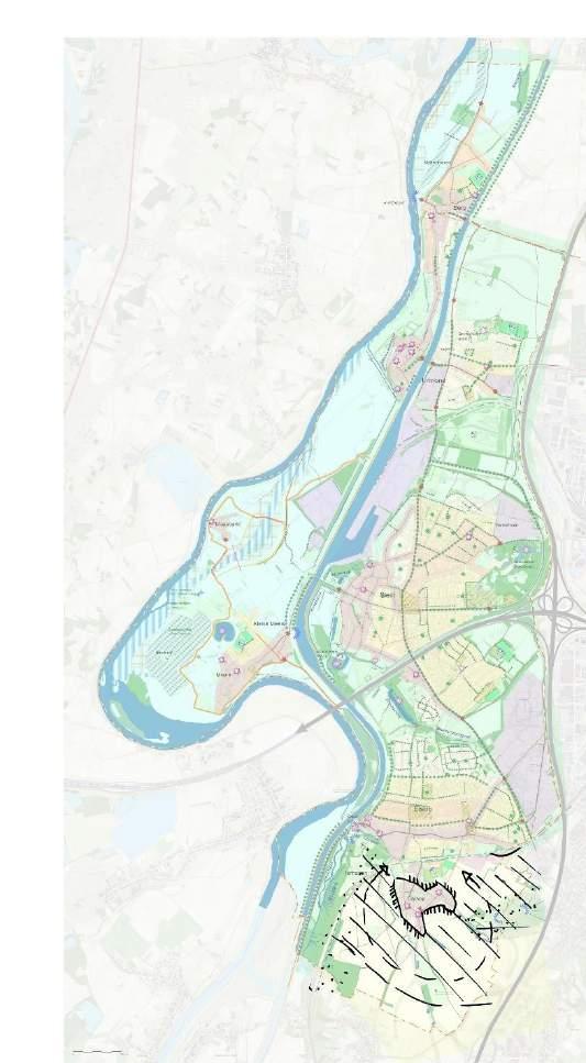 Voorstel groenstructuur voor het buitengebied Contrast tussen landschap en menselijke ingrepen: het