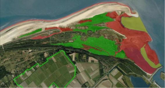 In Figuur 27 is het terreingebruik door planteneters weergegeven. Met de slobeend en de brandgans gaat het goed, voor deze soorten is het leefgebied op orde.