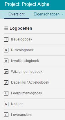 Basisfuncties Logboek sectie in de Principal Toolbox Een logboek item (issue, risico, etc.) in een logboek aanmaken Stap 1.