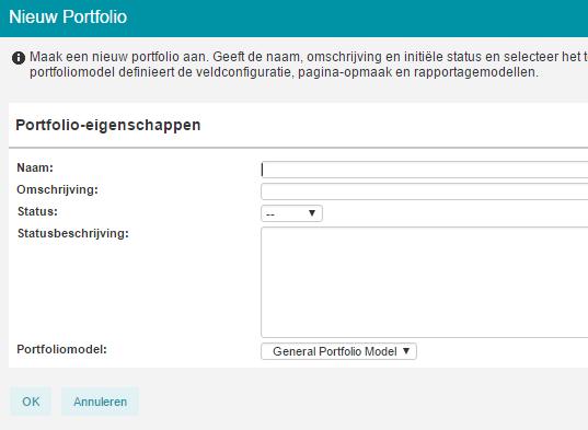 Werken met Portfoliomanagement Dialoogvenster Nieuw Portfolio Portfolio verplaatsen (beschikbaarheid van deze optie is afhankelijk van je rol) Stap 1.