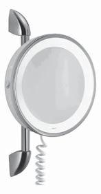 Toebehoren / Accessoires Spiegel / Miroir Comtess de Luxe - cosmetische scheer- en vergrootspiegel (1,7x) met verlichting (spaarlamp 1 x 7W) - met kogelgewricht - wandstang - snoer met stekker en ge