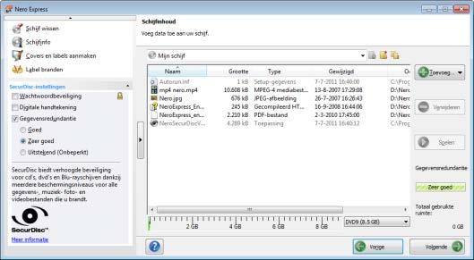 Dataschijf 3. Als u bestanden wilt toevoegen met uw browser: SecurDisc-dvd-compilatie 1. Klik op de knop Bestand > toevoegen. Het venster Bestanden en mappen toevoegen wordt geopend. 4.