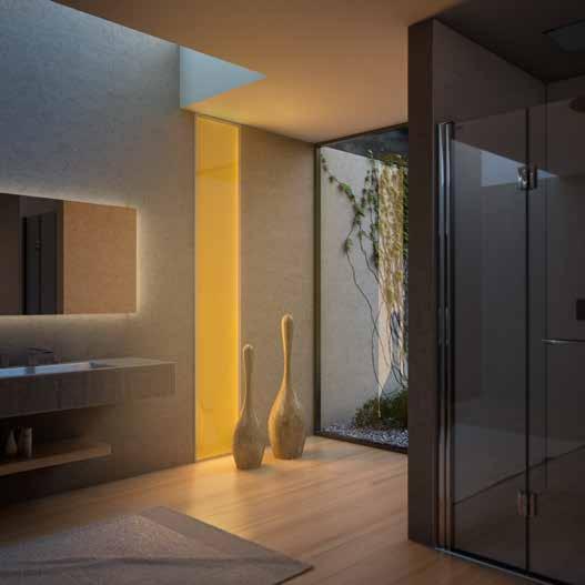 DLIGHT BAD- EN WOONKAMERVERLICHTING MODELLEN OVERZICHT LED-badkamer- en woonverlichting Hoogwaardige glazen voorzijde van gesatineerd wit glas Een gedrukt, wit raamwerk aan de binnenkant maakt de