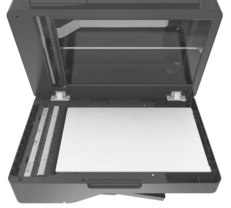 Printer onderhouden 211 De glasplaat reinigen Reinig de glasplaat als er problemen zijn met de afdrukkwaliteit, bijvoorbeeld als er strepen worden weergegeven op gekopieerde of gescande afbeeldingen.