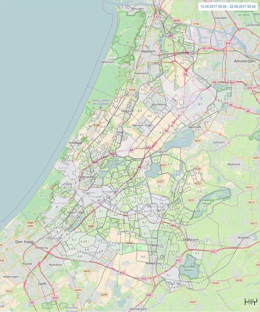 3c. Neerslagsom afgelopen week Toelichting: De afgelopen week is er nagenoeg geen neerslag gevallen.