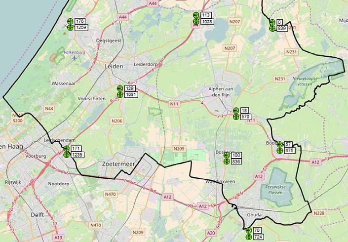 Toelichting huidige situatie: - De waarden in de boezem zijn laag. - Alleen bij Spaarndam zijn hogere waarden, mede door de invloed van zoutindringing vanuit het Noordzeekanaal bij de Grote Sluis.