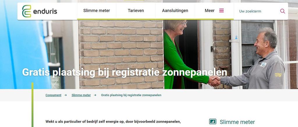 Aanvraag Slimme meter Bij registratie van zonnepanelen meterwissel zonder kosten