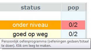 Persoonlijk oefenprogramma bekijken (POP) Persoonlijk Oefenprogramma s zijn te bekijken in de voortgangsmeter.