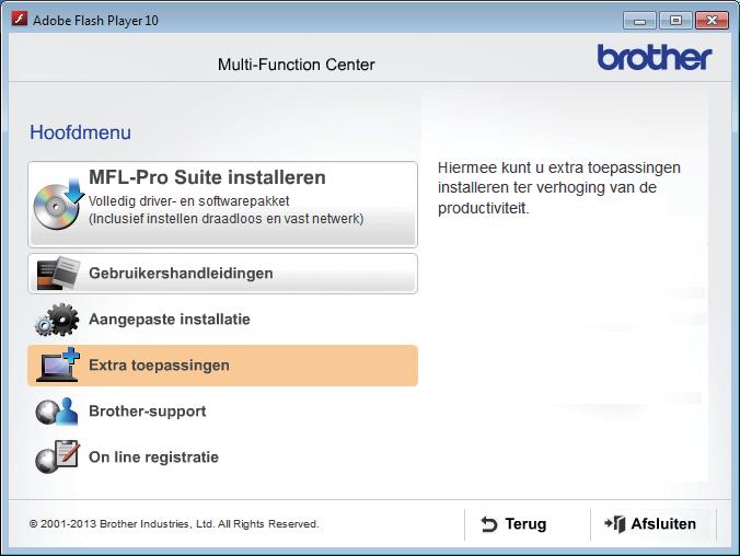 Optionele Applities Instlleren Winows Optionele toepssingen instlleren Klik op e knop voor e toepssing ie u wilt instlleren.