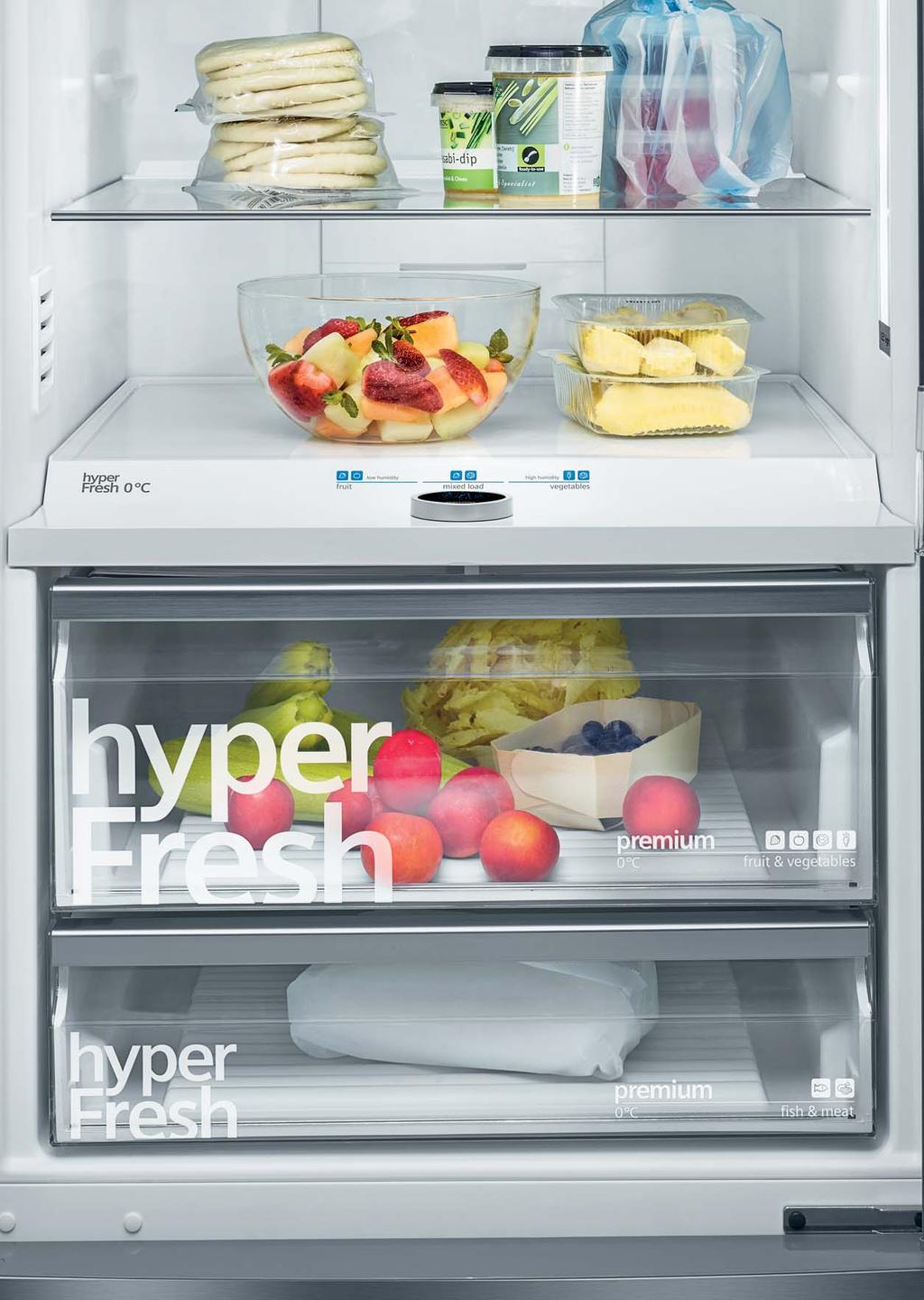 Vers, super vers, hyperfresh. Met het nieuwe hyperfresh-systeem bewaart u uw voedsel in de beste omstandigheden.