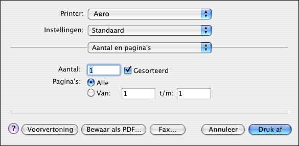 AFDRUKOPTIES VAN COLORWISE 35 Afdrukopties instellen in Mac OS Dit gedeelte legt uit hoe u de afdrukopties voor kleurbeheer instelt met het printerstuurprogramma voor Mac OS.