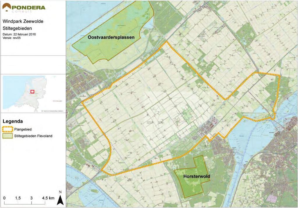 - buiten het stiltegebied een geluidsniveau van 35 db(a) gemiddeld per uur op 50 meter in het stiltegebied gerekend vanaf de grens van het gebied. Figuur 5.