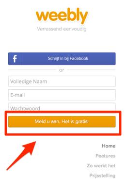 Een account aanmaken voor weebly.
