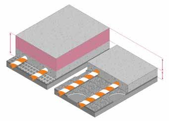 Door de perforatie in de klittenbandmat ontstaat er een directe verbinding tussen de dekvloer en de ondervloer. Dit maakt een geringe opbouwhoogte mogelijk.