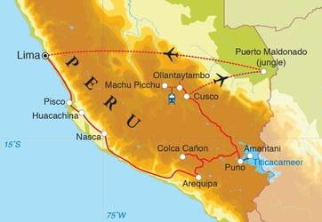 Re i ssc h e m a Dag 1 Amsterdam - Lima Dag 2 Lima Dag 3 Lima - Pisco Dag 4 Pisco - Huacachina Dag 5 Huacachina - Nasca Dag 6 Nasca, excursie Nascalijnen en Cauchilla Dag 7 Nasca - Arequipa Dag 8