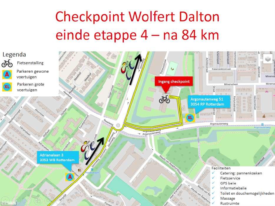 Checkpoint Rotterdam Het Wolfert Dalton is het vierde checkpoint op de route en de tweede school. Waar het Deltion College een ROC opleiding is, is het Wolfert Dalton een middelbare school.