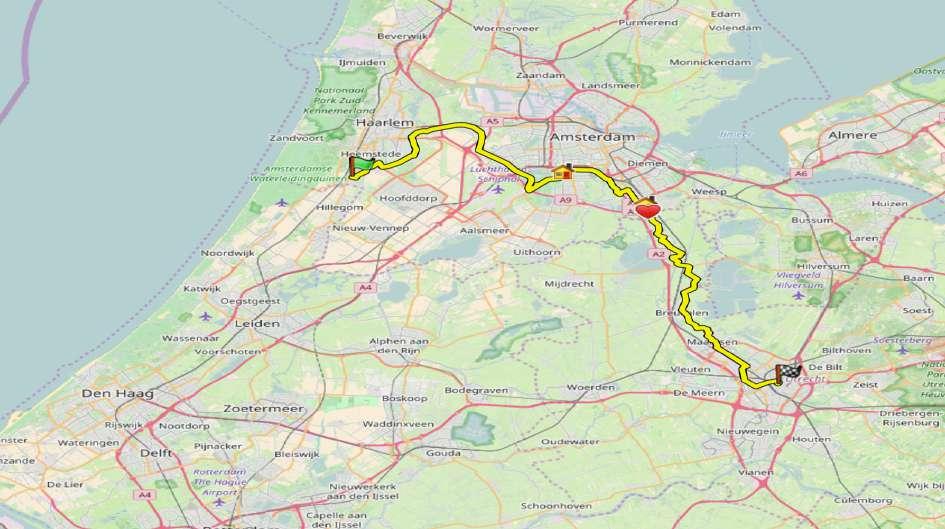 ETAPPE 6: HAARLEM (BENNEBROEK) - UTRECHT (76 kilometer) De laatste etappe is van de Linnaeushof terug naar het Domplein in Utrecht.