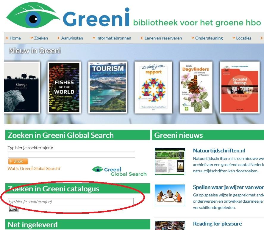 3.4.1 : Zoeken in de catalogus Op de beginpagina van Greeni vind je een zoekbox waarmee je in de catalogus kunt zoeken: In de zoekbox typ je een of meerdere zoektermen, klik op 'Zoek' om de opdracht