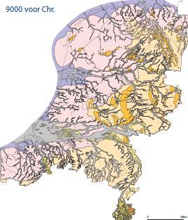 Paleogeografie van Nederland Zeespiegelstijging Tussen ca 10.000 en 4.000 v. Chr.