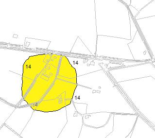 De getekende geurcontour komt overeen met de hier geldende geurnorm van 14 odour units/m 3.