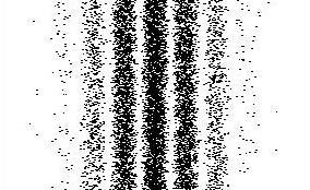 Een bundel electronen, stromend nu in vacuo zoals in een televisie buis, vertoont ook een interferentie-patroon als men een aangepast Youngs spleten-experiment uitvoert.