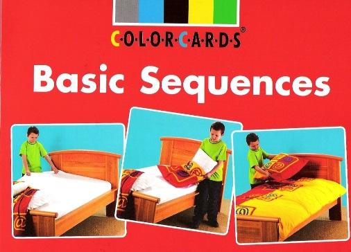 ColorCards : volgordekaarten Alledaagse situaties ColorCards Sequences Serie van 18 x 2 of 3 stappen volgordekaarten met situaties van elke dag, gemakkelijk herkenbaar