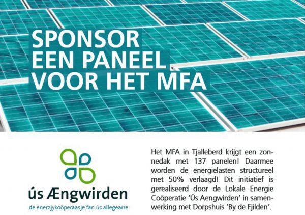 Lokale initiatieven Lokale coöperatie Ús Ængwirden heeft het project zon op de MFA in Tjalleberd met succes gerealiseerd. Door crowdfunding zijn er 137 PV-panelen op het pand gerealiseerd.