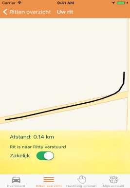 Handmatig opnemen (Afbeelding 5) Als u met de trein of op de fiets reist of u rijdt met iemand mee kunt u altijd uw rit handmatig opnemen.