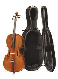 CELLO (H) De cello is ongeveer 120 cm lang. Kleinere afmetingen van de cello worden aangeduid als 1/16, 1/8, 1/4, 1/2 3/4 en 7/8 cello's. De cello is bespannen met vier snaren en heeft twee f-gaten.