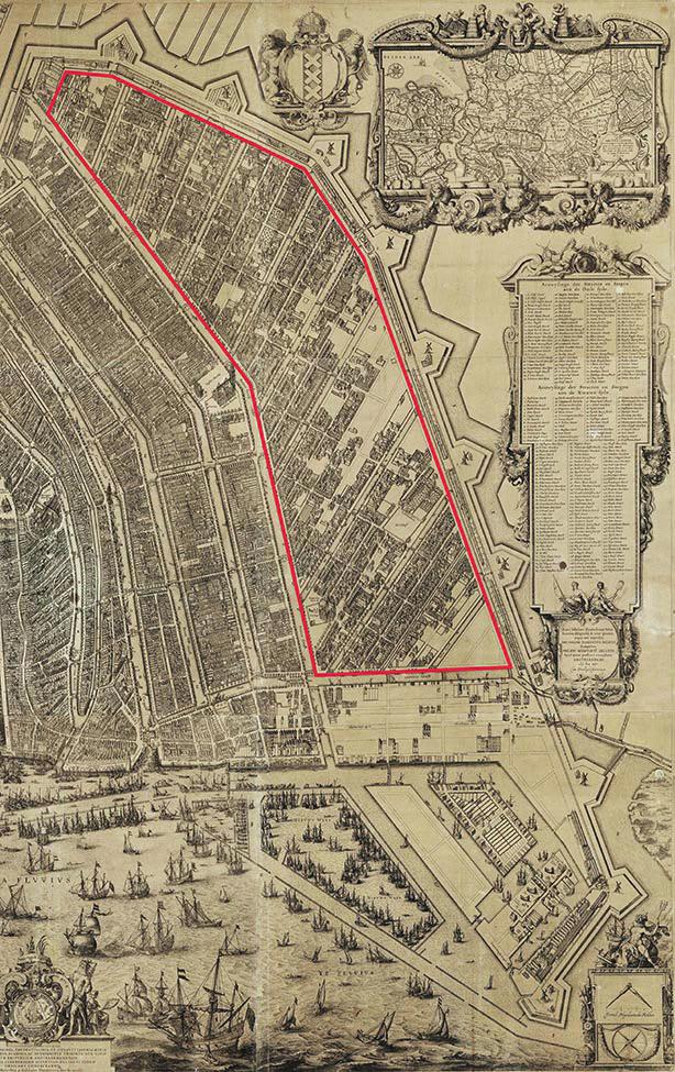 De contouren van de Jordaan Vandaag nemen we de omvang van de Jordaan als vanzelfsprekend aan, maar die heeft een geschiedenis die dit stadsdeel in 1609 net zo makkelijk een heel ander aanzien