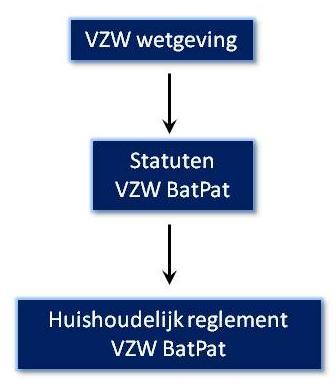 Statuten Het doel van de VZW en de manier waarop de VZW werkt, ligt vast in statuten. De statuten moet je beschouwen als het basisdocument dat de werking van de VZW BatPat vastlegt.